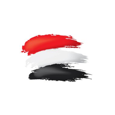 Yemen bayrağı, beyaz arkaplanda vektör çizimi