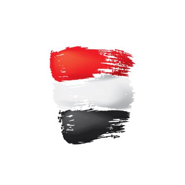 Yemen bayrağı, beyaz arkaplanda vektör çizimi