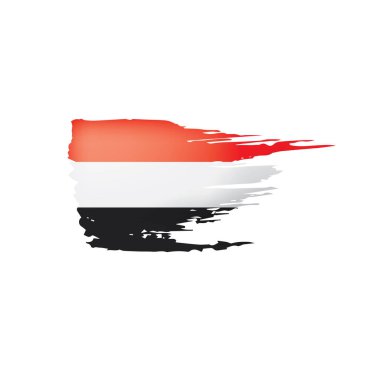 Yemen bayrağı, beyaz arkaplanda vektör çizimi