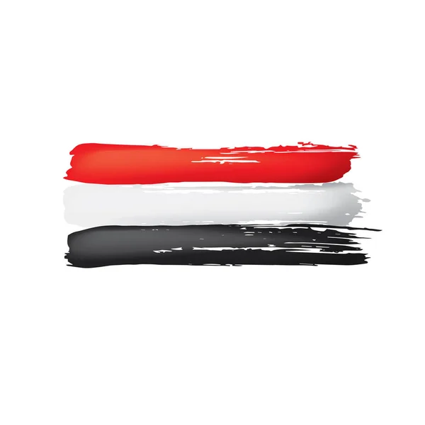 Bendera Yaman, ilustrasi vektor pada latar belakang putih - Stok Vektor
