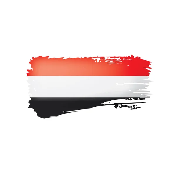 Bendera Yaman, ilustrasi vektor pada latar belakang putih - Stok Vektor