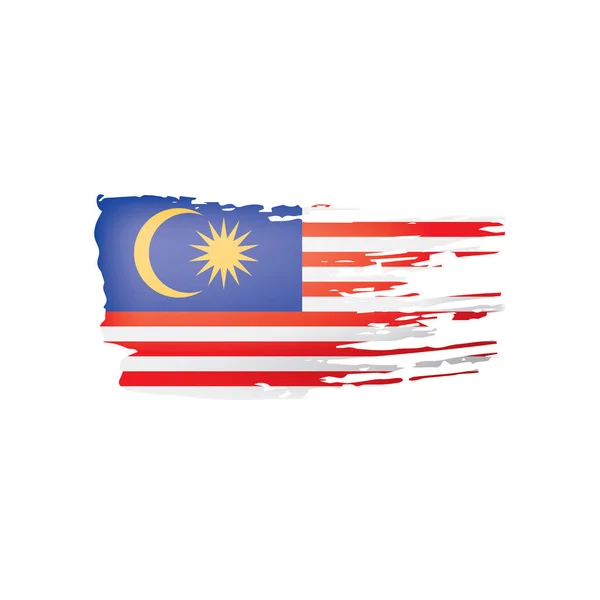 Bendera Malaysia, gambar vektor pada latar belakang putih - Stok Vektor