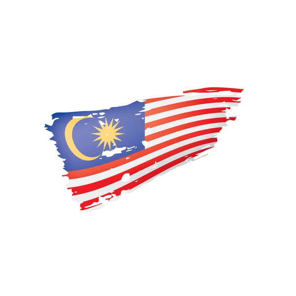 Bendera Malaysia, gambar vektor pada latar belakang putih - Stok Vektor