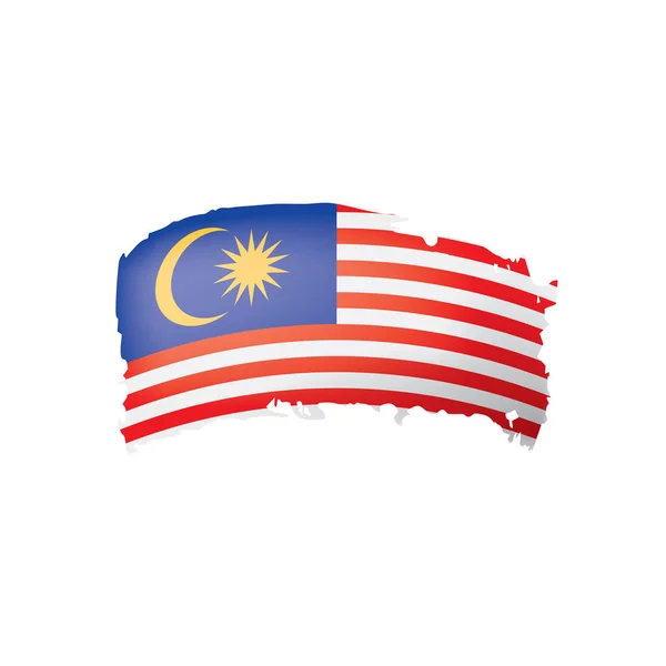 马来西亚旗子, 矢量例证在白色背景 — 图库矢量图片