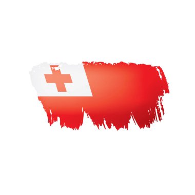 Tonga bayrağı, beyaz arkaplanda vektör illüstrasyonu