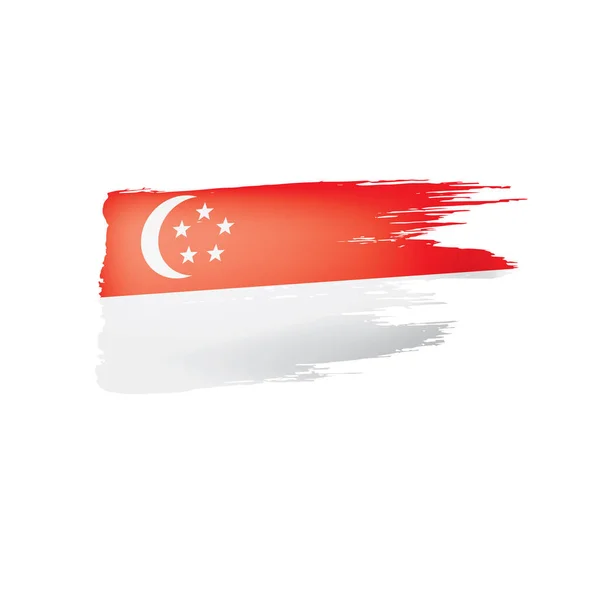 Bendera Singapura, gambar vektor pada latar belakang putih - Stok Vektor