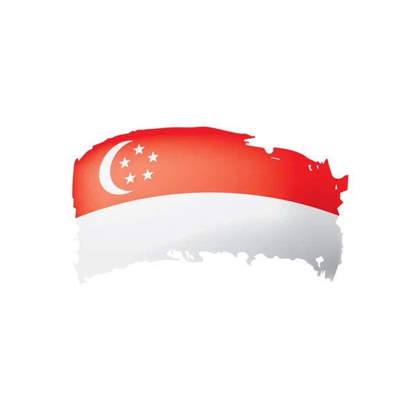 Szingapúr zászló, vektor illusztráció fehér alapon — Stock Vector