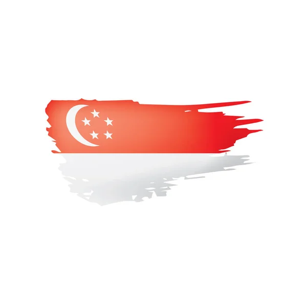 Bendera Singapura, gambar vektor pada latar belakang putih - Stok Vektor