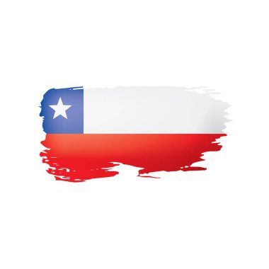 Beyaz arkaplanda Şili bayrağı, vektör illüstrasyonu