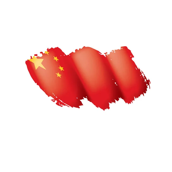 中国の国旗、白い背景のベクターイラスト — ストックベクタ