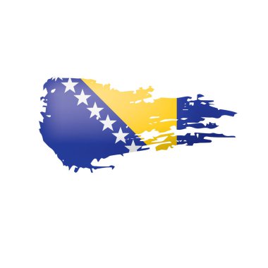 Beyaz arka planda Bosna-Hersek bayrağı ve vektör illüstrasyonu