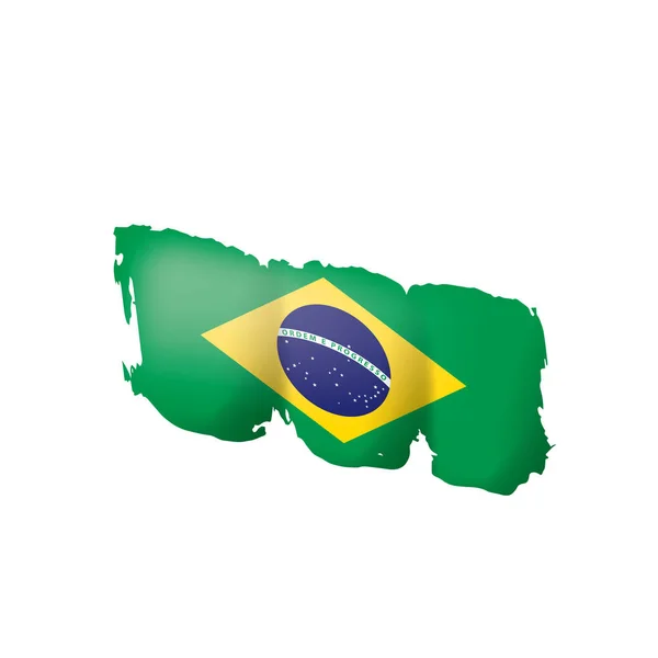 Bandera de Brasil, ilustración vectorial sobre fondo blanco — Vector de stock