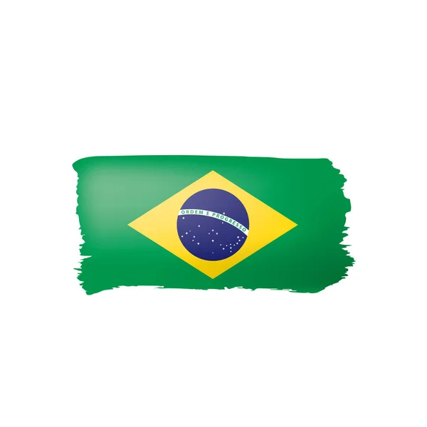 Vlag van Brazilië, vectorillustratie op een witte achtergrond — Stockvector