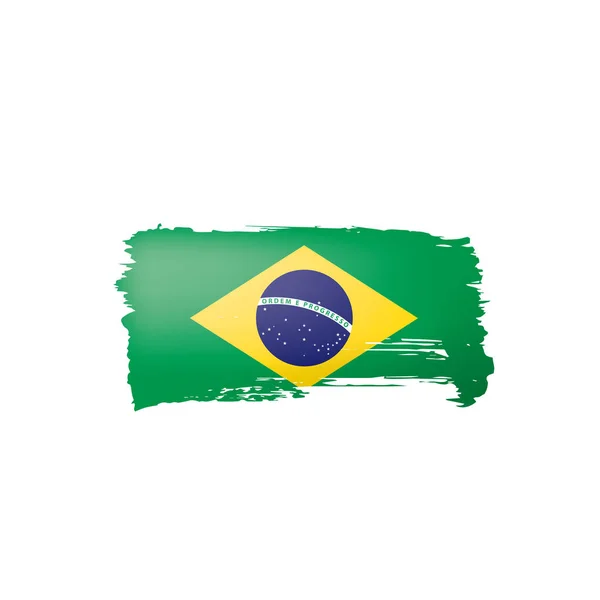 Brasilianische Flagge, Vektorabbildung auf weißem Hintergrund — Stockvektor