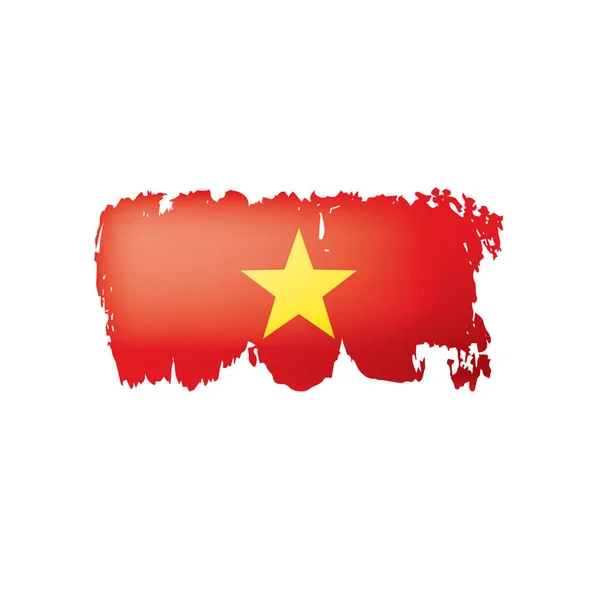 Bendera Vietnam, ilustrasi vektor pada latar belakang putih - Stok Vektor