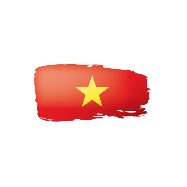 Bendera Vietnam, ilustrasi vektor pada latar belakang putih - Stok Vektor