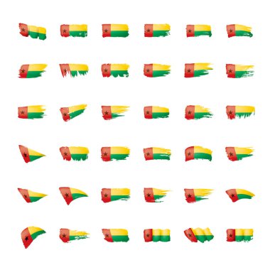 Gine Bissau bayrağı, beyaz arkaplanda vektör çizimi