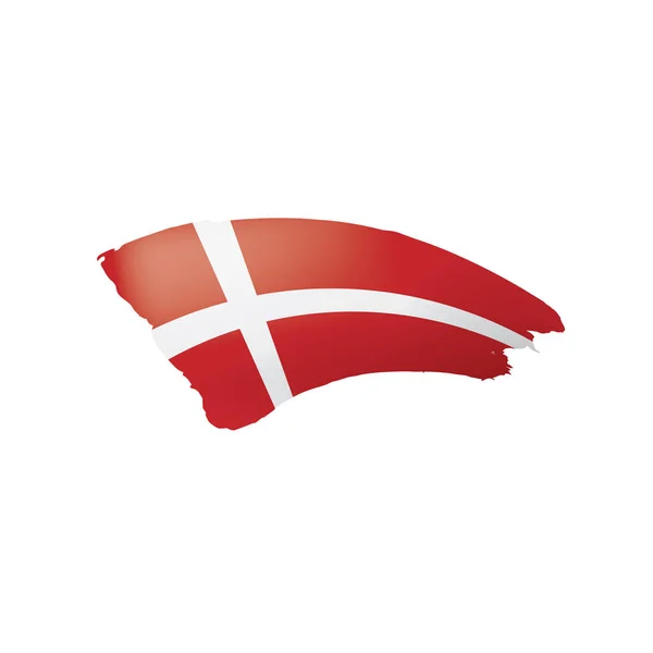 Dänische Flagge, Vektorabbildung auf weißem Hintergrund — Stockvektor
