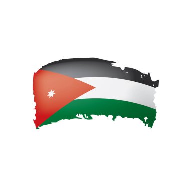 Ürdün bayrağı, beyaz arkaplanda vektör illüstrasyonu