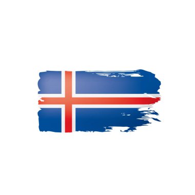 İzlanda bayrağı, beyaz arkaplanda vektör illüstrasyonu