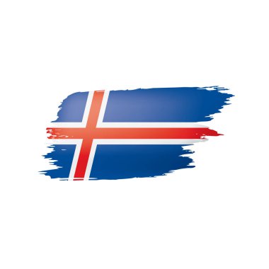 İzlanda bayrağı, beyaz arkaplanda vektör illüstrasyonu