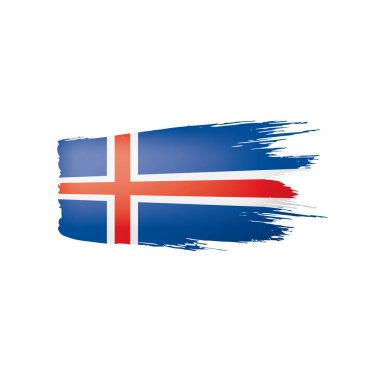 İzlanda bayrağı, beyaz arkaplanda vektör illüstrasyonu