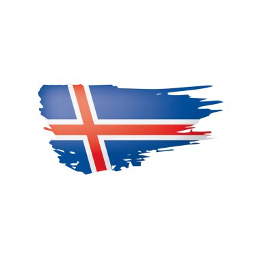 İzlanda bayrağı, beyaz arkaplanda vektör illüstrasyonu