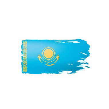 Kazakistan bayrağı, beyaz arkaplanda vektör illüstrasyonu