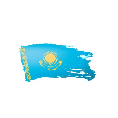 Kazakistan bayrağı, beyaz arkaplanda vektör illüstrasyonu