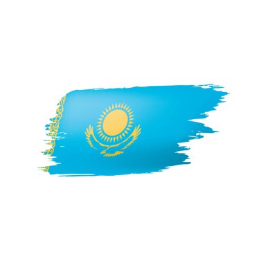 Kazakistan bayrağı, beyaz arkaplanda vektör illüstrasyonu