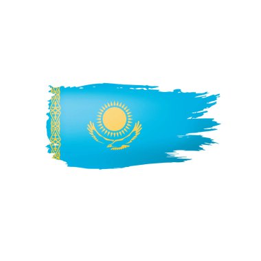 Kazakistan bayrağı, beyaz arkaplanda vektör illüstrasyonu