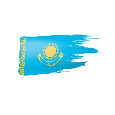 Kazakistan bayrağı, beyaz arkaplanda vektör illüstrasyonu