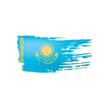 Kazakistan bayrağı, beyaz arkaplanda vektör illüstrasyonu