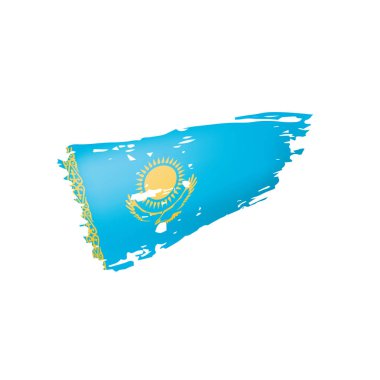 Kazakistan bayrağı, beyaz arkaplanda vektör illüstrasyonu