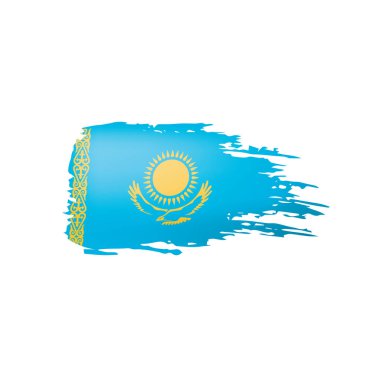 Kazakistan bayrağı, beyaz arkaplanda vektör illüstrasyonu