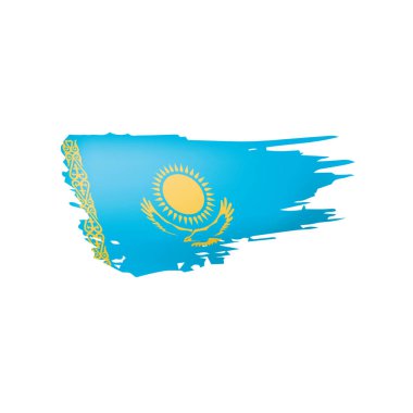 Kazakistan bayrağı, beyaz arkaplanda vektör illüstrasyonu