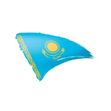 Kazakistan bayrağı, beyaz arkaplanda vektör illüstrasyonu