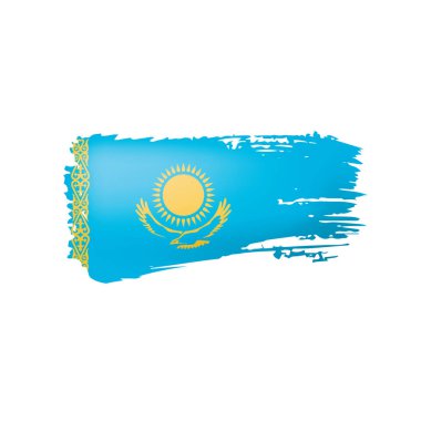 Kazakistan bayrağı, beyaz arkaplanda vektör illüstrasyonu