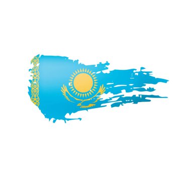 Kazakistan bayrağı, beyaz arkaplanda vektör illüstrasyonu