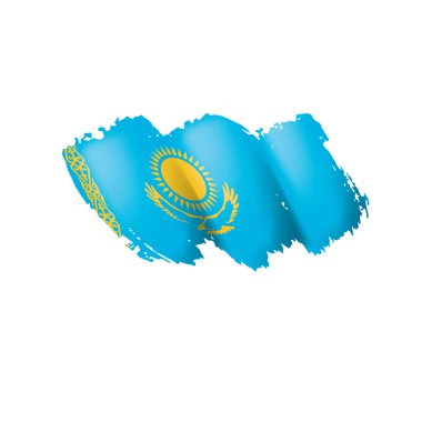 Kazakistan bayrağı, beyaz arkaplanda vektör illüstrasyonu