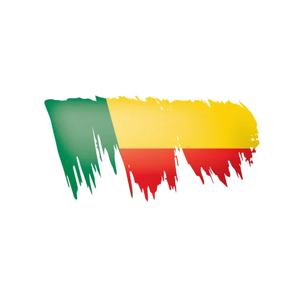 Benin vlag, vector illustratie op een witte achtergrond — Stockvector