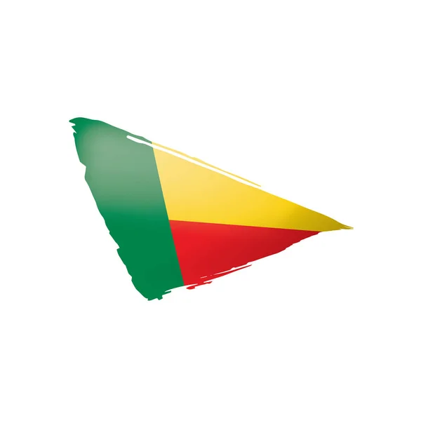 Benin vlag, vector illustratie op een witte achtergrond — Stockvector