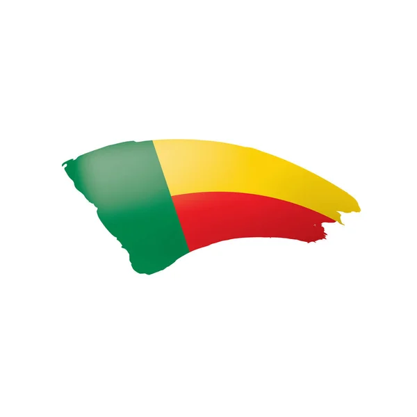 Benin vlag, vector illustratie op een witte achtergrond — Stockvector