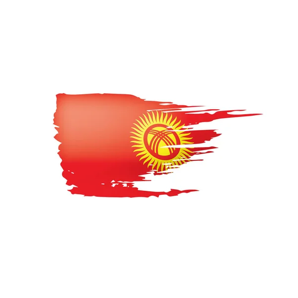 Bandiera kirghizia, illustrazione vettoriale su sfondo bianco . — Vettoriale Stock