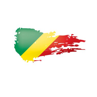 Beyaz arkaplanda Kongo bayrağı, vektör illüstrasyonu