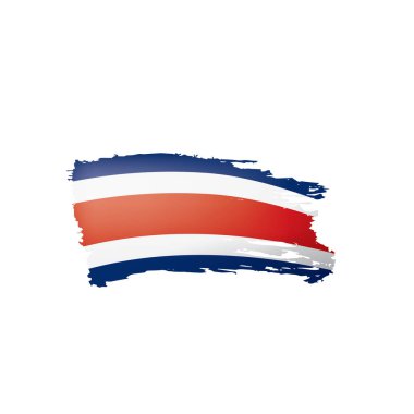 Kosta Rika bayrağı, beyaz arkaplanda vektör illüstrasyonu.