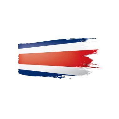 Kosta Rika bayrağı, beyaz arkaplanda vektör illüstrasyonu.