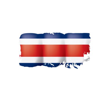 Kosta Rika bayrağı, beyaz arkaplanda vektör illüstrasyonu.