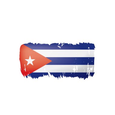 Küba bayrağı, beyaz arkaplanda vektör illüstrasyonu.