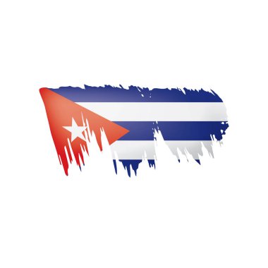 Küba bayrağı, beyaz arkaplanda vektör illüstrasyonu.